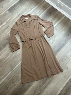Authentic vintage 70s Laura Gene Union Made brown midi dress